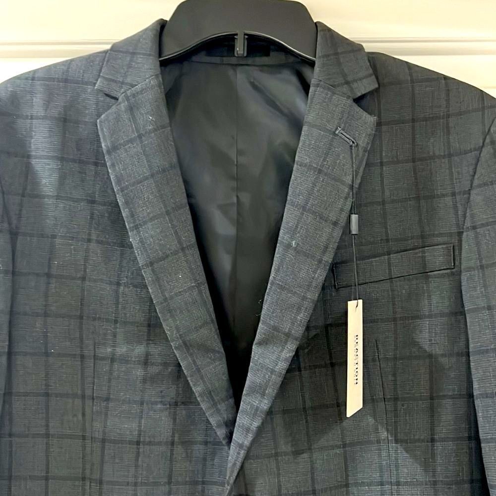 Kenneth Cole Reaction Plaid Charcoal blazer Jacket‎ size 20 regular C35